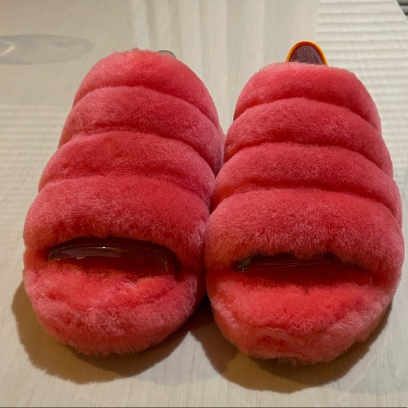 UGG Pink Fluff Yeah Slide Sz. 6 Strawberry Sorbet Multi - Picture 3 of 5